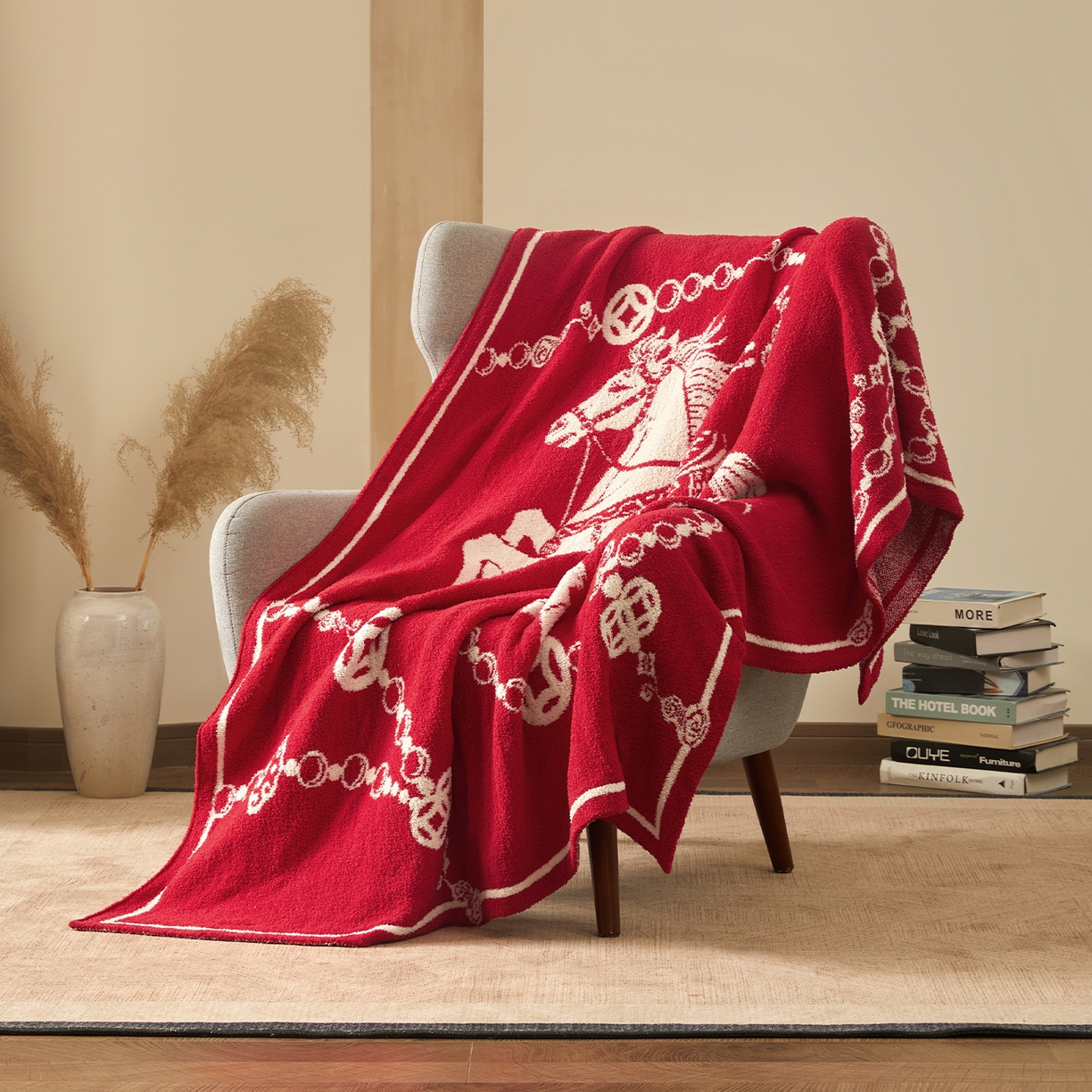 91家纺网 家纺一手货源 找家纺 航途席业 2026新款半边绒毛毯毯子 白骥呈瑞