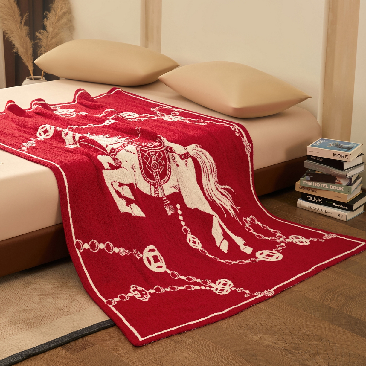 91家纺网 家纺一手货源 找家纺 航途席业 2026新款半边绒毛毯毯子 白骥呈瑞