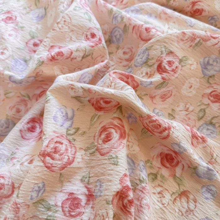 91家纺网 家纺一手货源 找家纺 鑫佳居 2026新款水洗针织提花双层纱四件套 十里桃花_粉