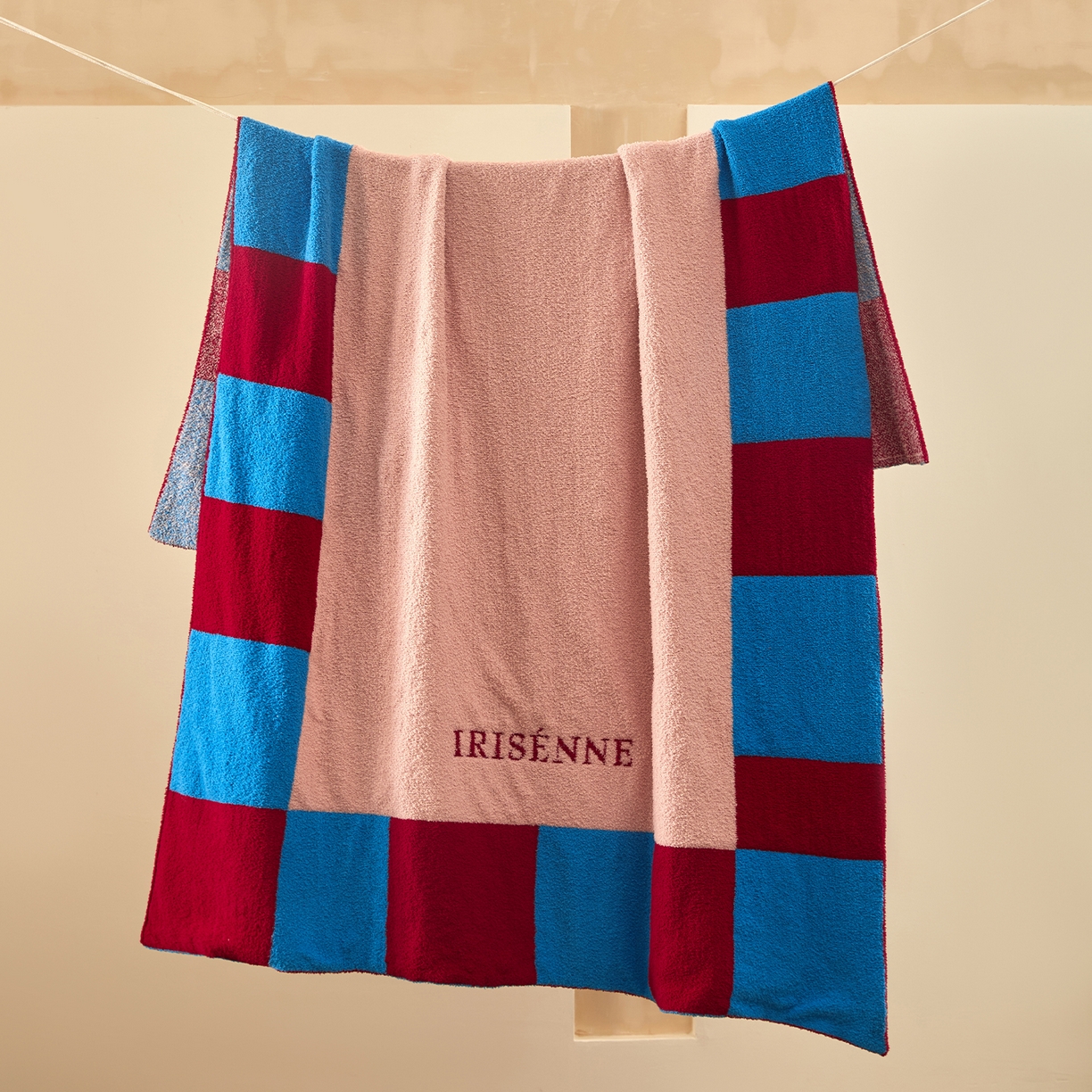 航途席业 2026新款半边绒毛毯毯子 格间红蓝