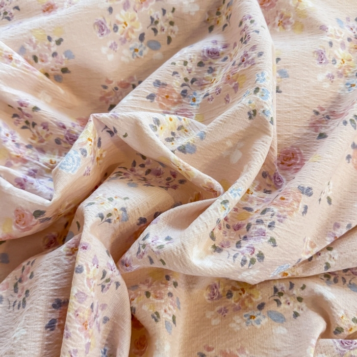 91家纺网 家纺一手货源 找家纺 鑫佳居 2026新款水洗针织提花双层纱四件套 浅夏繁花