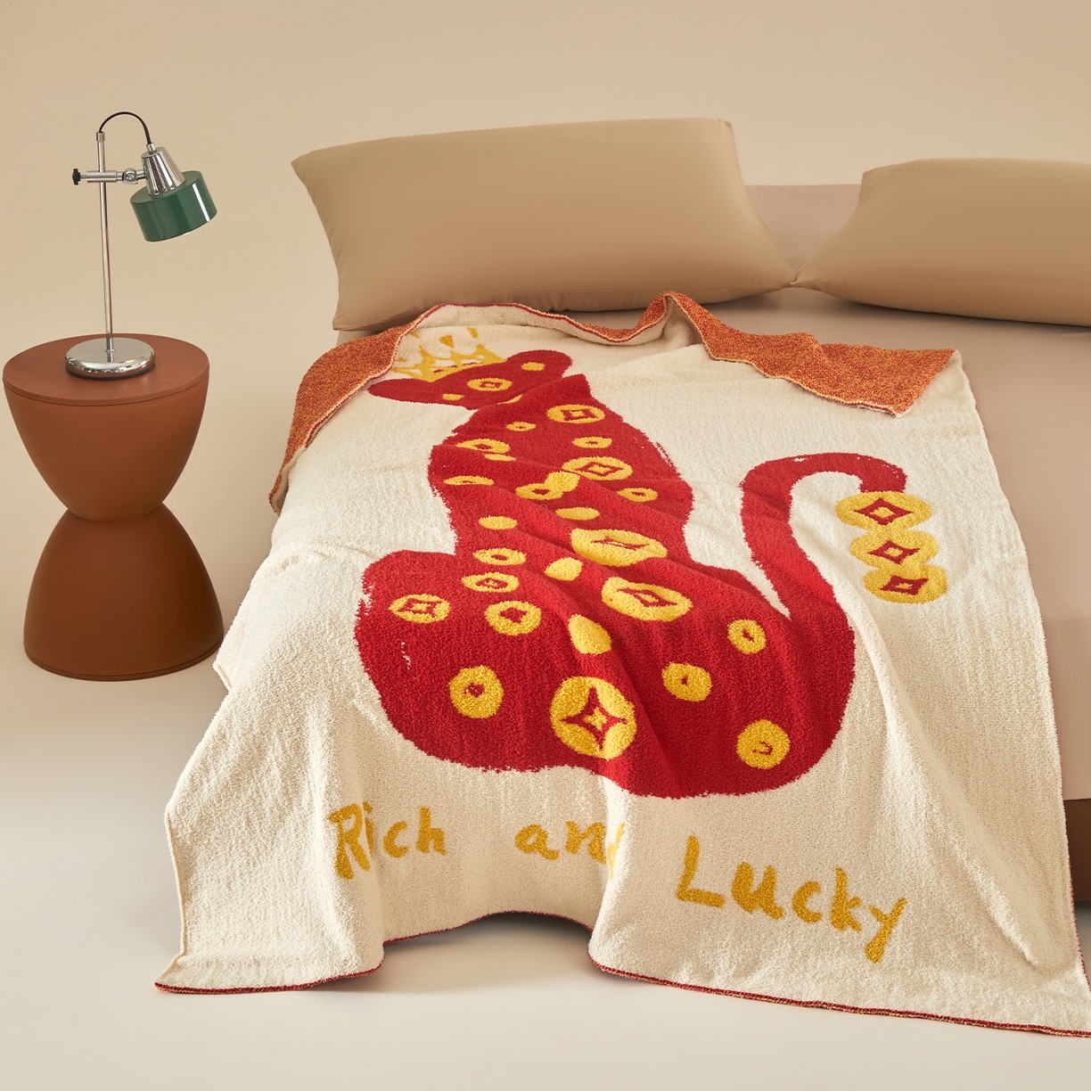 91家纺网 家纺一手货源 找家纺 航途席业 2026新款半边绒毛毯毯子 金钱豹