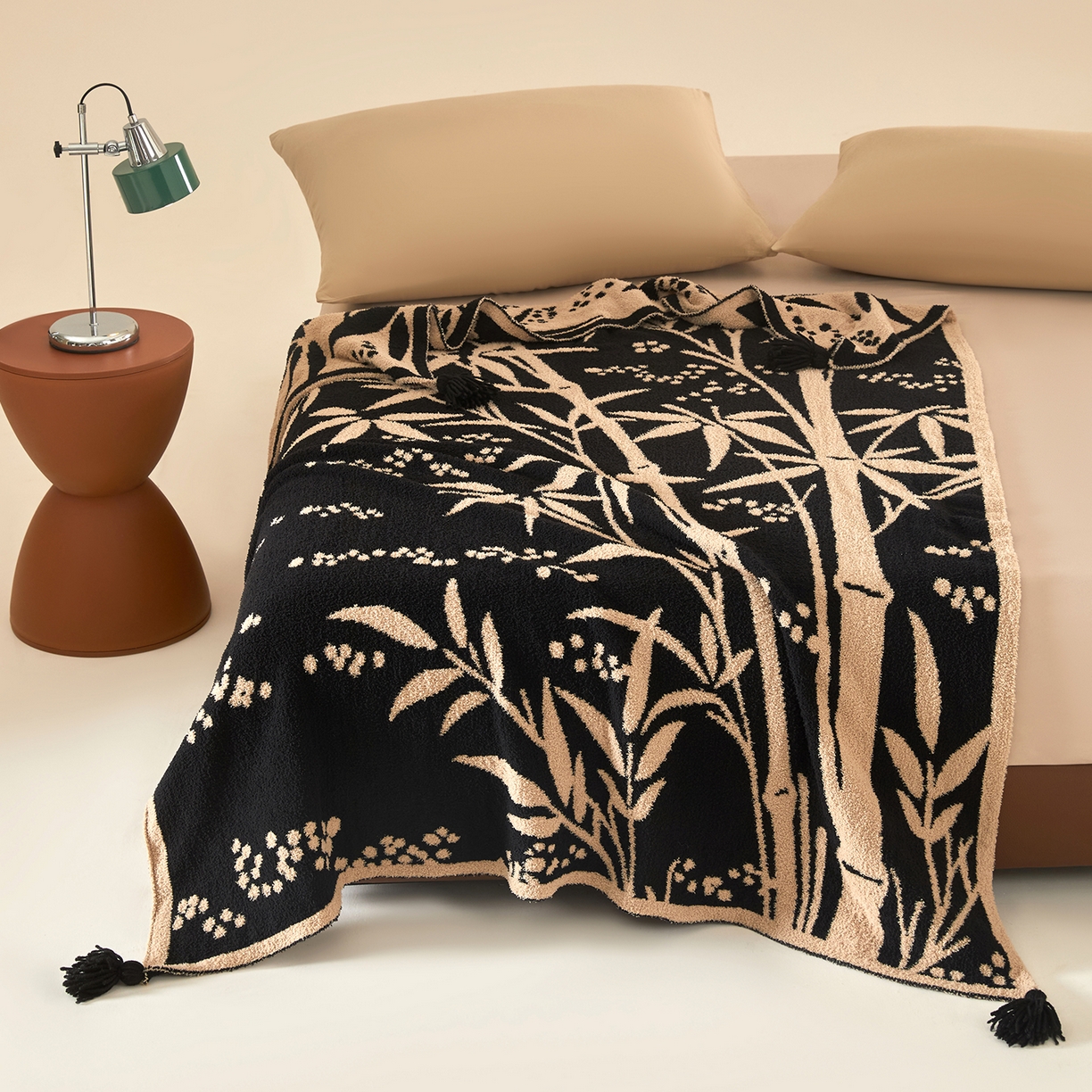 91家纺网 家纺一手货源 找家纺 航途席业 2026新款半边绒毛毯毯子 墨竹