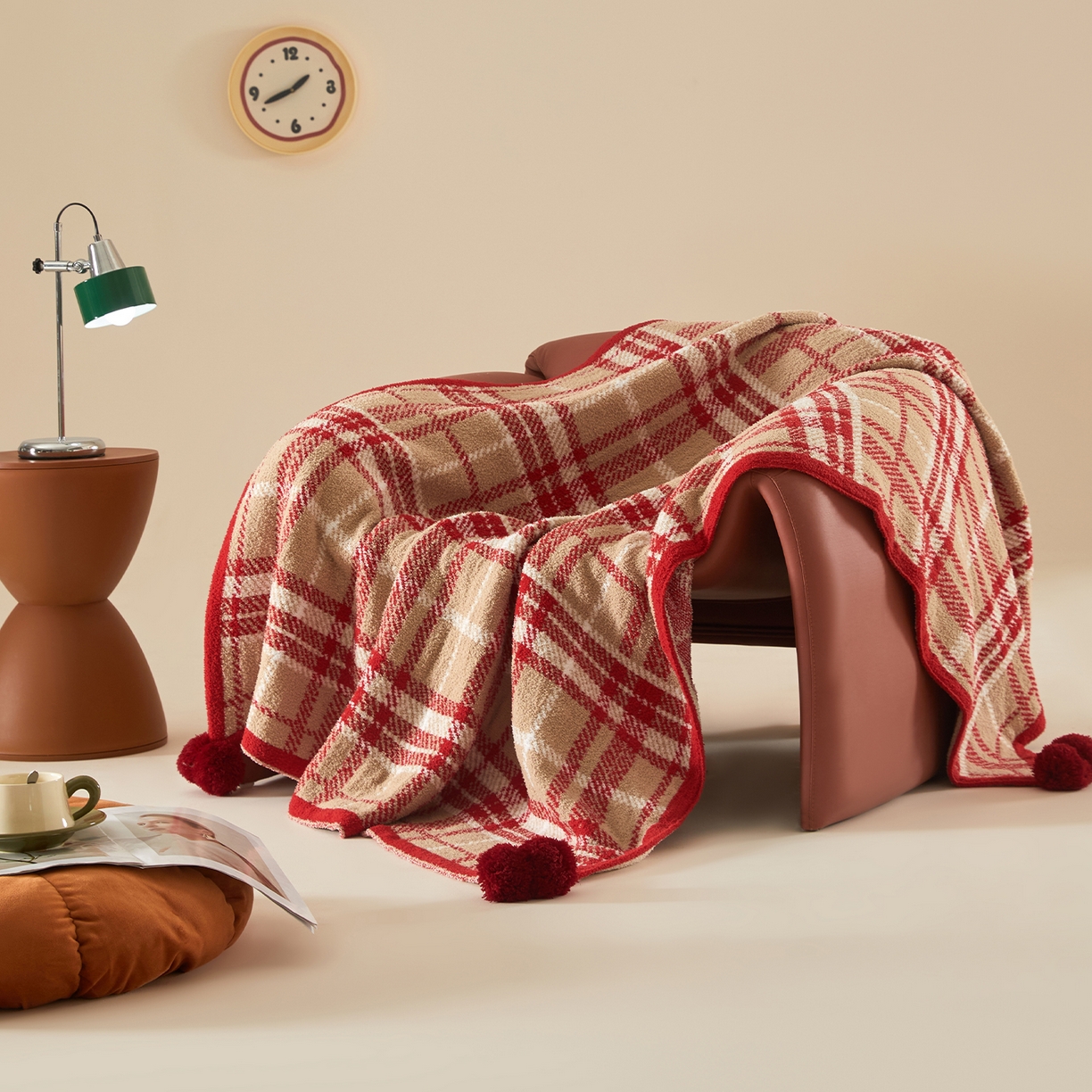 91家纺网 家纺一手货源 找家纺 航途席业 2026新款半边绒毛毯毯子 千鸟格纹