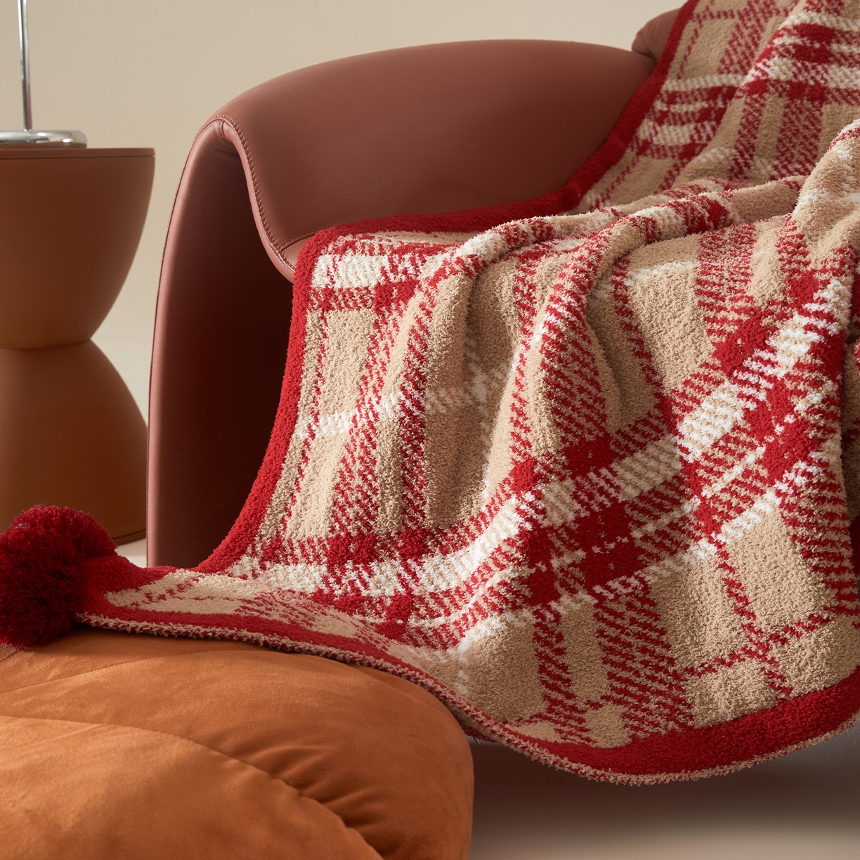 91家纺网 家纺一手货源 找家纺 航途席业 2026新款半边绒毛毯毯子 千鸟格纹