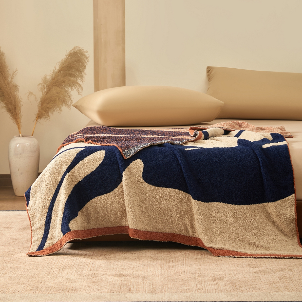 91家纺网 家纺一手货源 找家纺 航途席业 2026新款半边绒毛毯毯子 星野