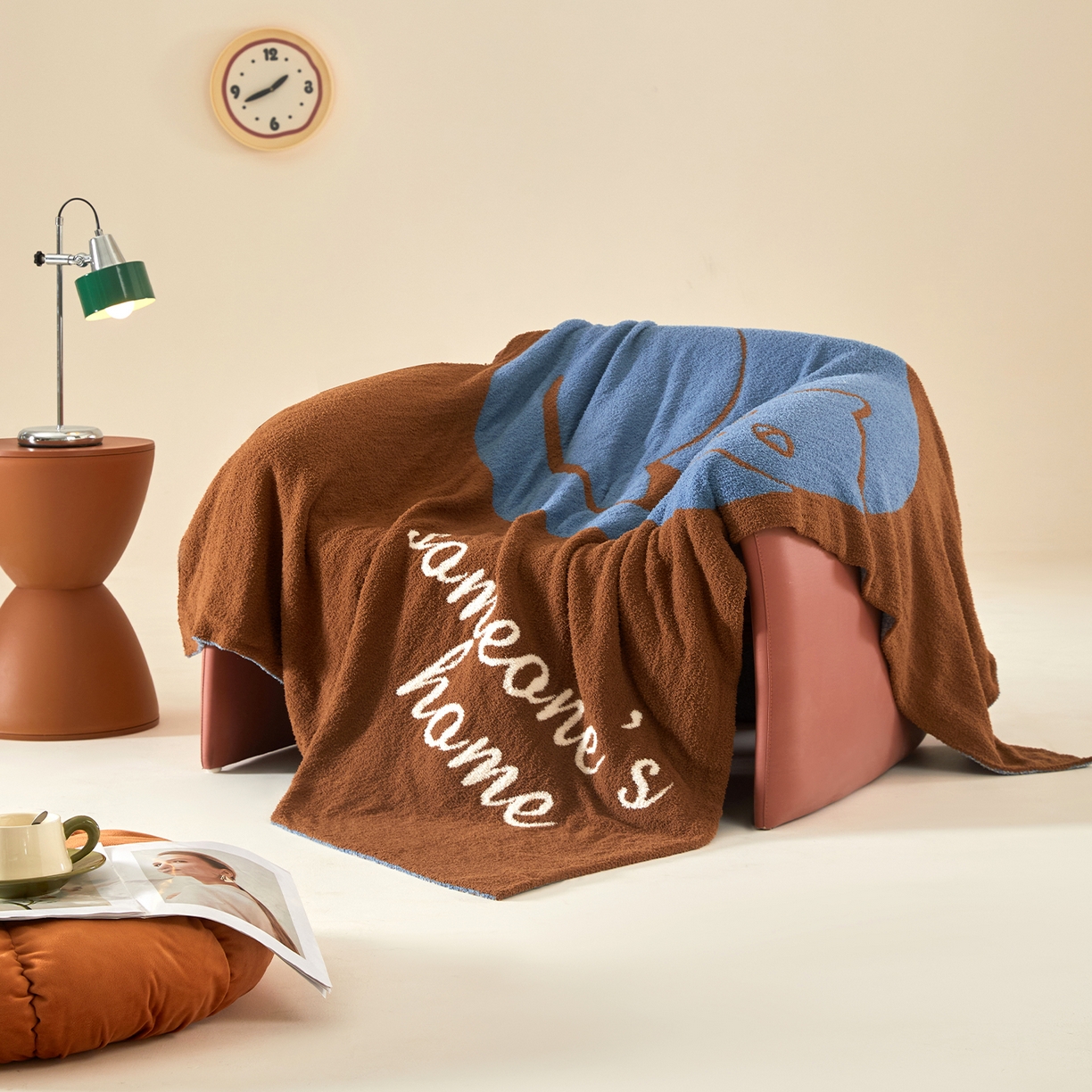 91家纺网 家纺一手货源 找家纺 航途席业 2026新款半边绒毛毯毯子 慵懒猫