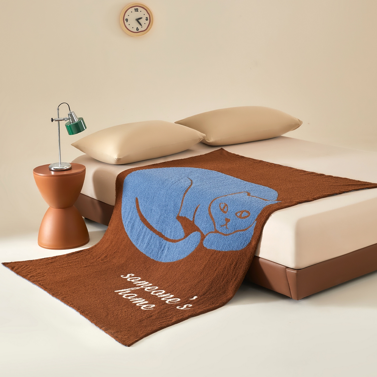 91家纺网 家纺一手货源 找家纺 航途席业 2026新款半边绒毛毯毯子 慵懒猫