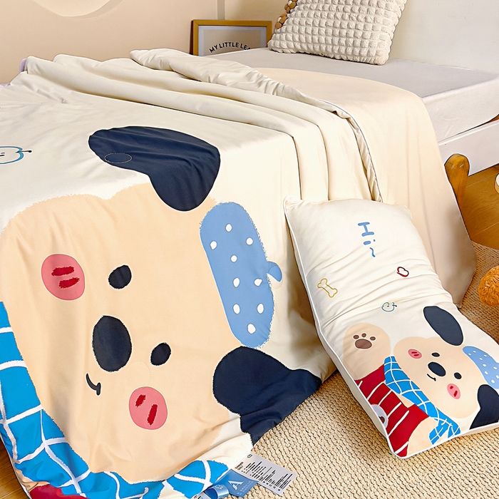 91家纺网 家纺一手货源 找家纺 御棉坊2026新款A类锦氨数码印花大版蚕丝儿童夏凉被幼儿园午睡被宝宝夏季空调被薄被子 乖乖狗