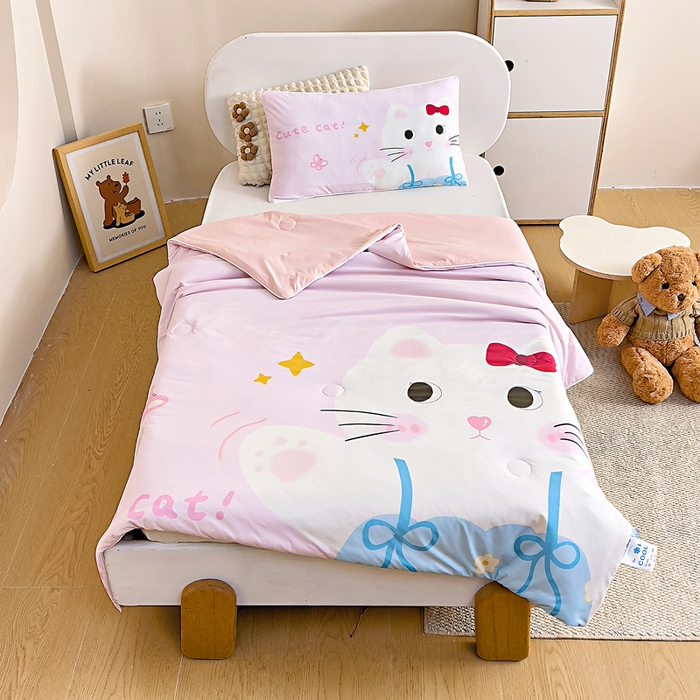 御棉坊2026新款A类锦氨数码印花大版蚕丝儿童夏凉被幼儿园午睡被宝宝夏季空调被薄被子 美美猫