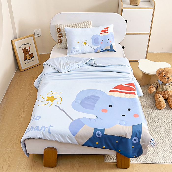 御棉坊2026新款A类锦氨数码印花大版蚕丝儿童夏凉被幼儿园午睡被宝宝夏季空调被薄被子 魔法小象