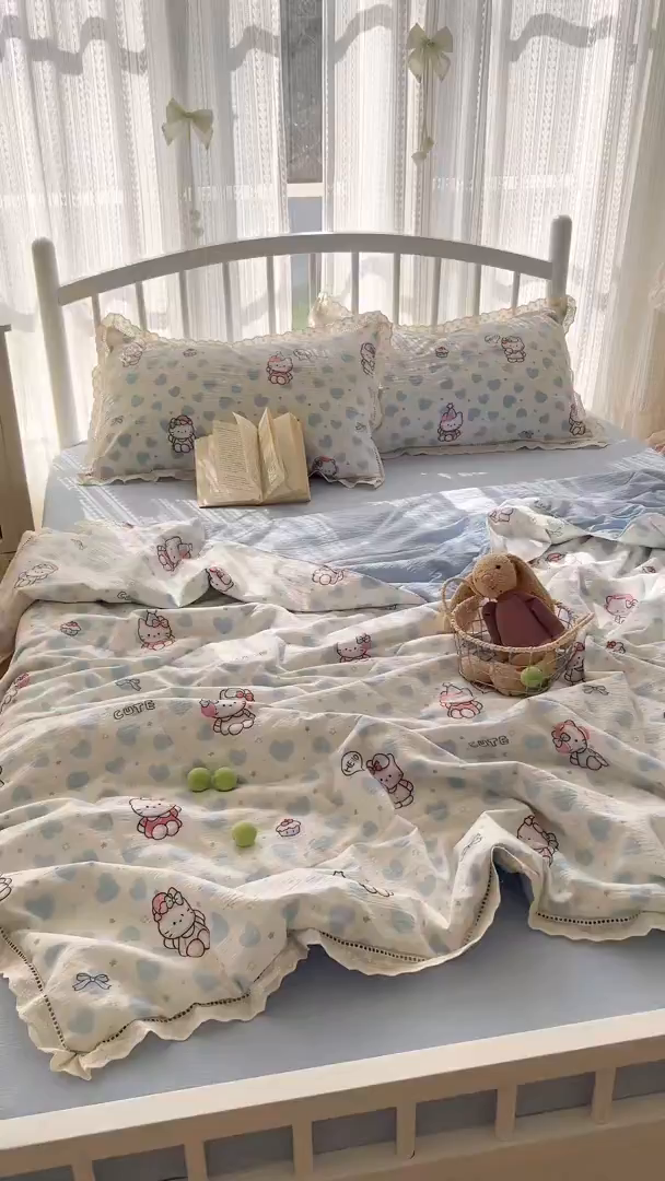 91家纺网 家纺一手货源 找家纺 （总）港岛妹妹 2026新款镂空花边夏被 夏被四件套