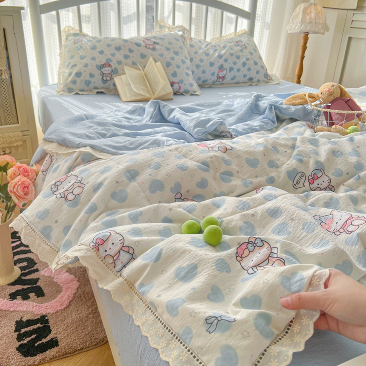 91家纺网 家纺一手货源 找家纺 （总）港岛妹妹 2026新款镂空花边夏被 夏被四件套