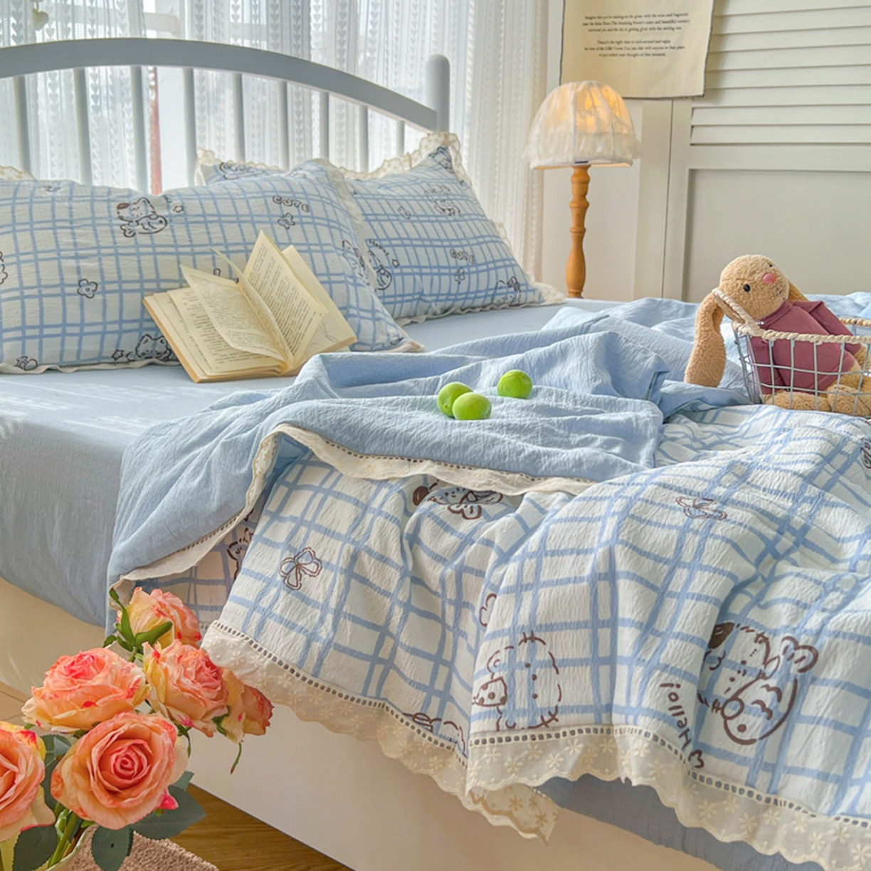 91家纺网 家纺一手货源 找家纺 港岛妹妹 2026新款镂空花边夏被 夏被四件套 格格屋