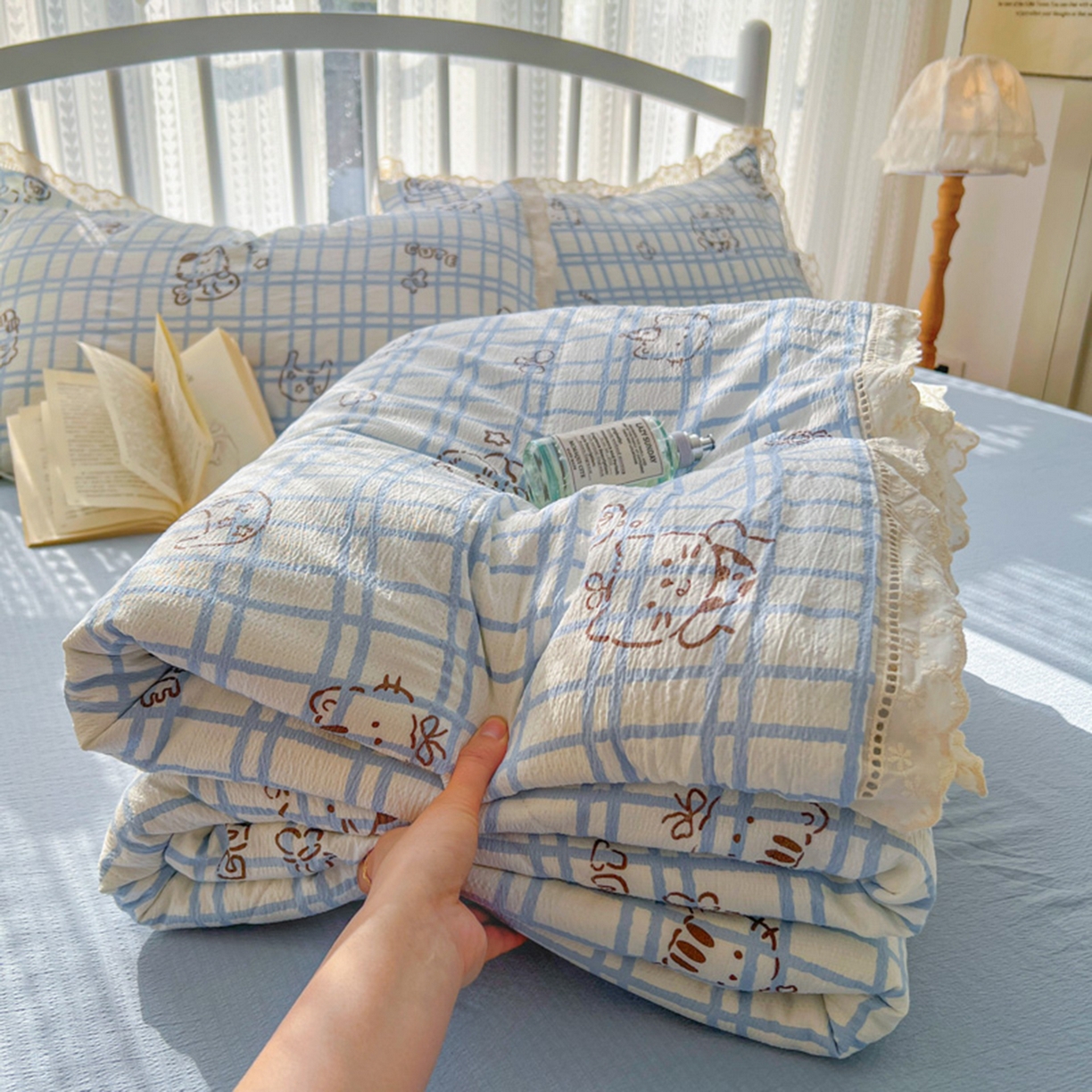 91家纺网 家纺一手货源 找家纺 港岛妹妹 2026新款镂空花边夏被 夏被四件套 格格屋