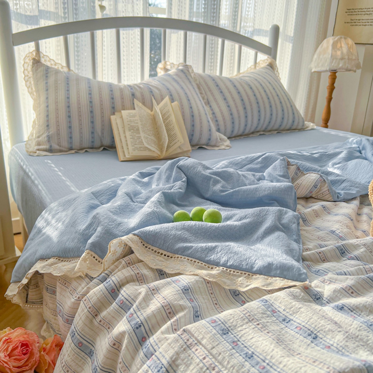 91家纺网 家纺一手货源 找家纺 港岛妹妹 2026新款镂空花边夏被 夏被四件套 米兰