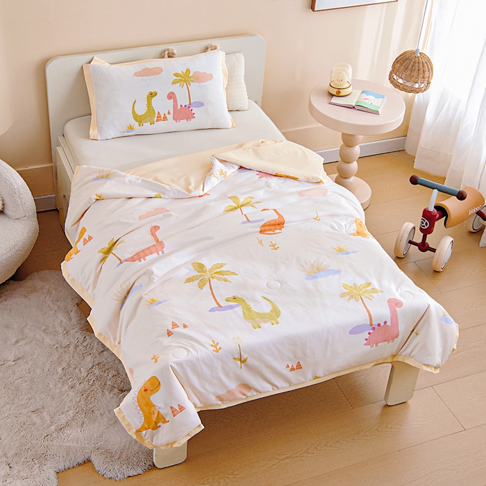 91家纺网 家纺一手货源 找家纺 御棉坊2026新款A类锦氨数码印花圆网蚕丝儿童夏凉被幼儿园午睡被宝宝夏季空调被薄被子 锦氨-海岸村米