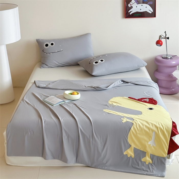 91家纺网 家纺一手货源 找家纺 傲蕾良品 2026新款冰冰鸭即刻凉感夏被-婴童尺寸 是恐龙呀