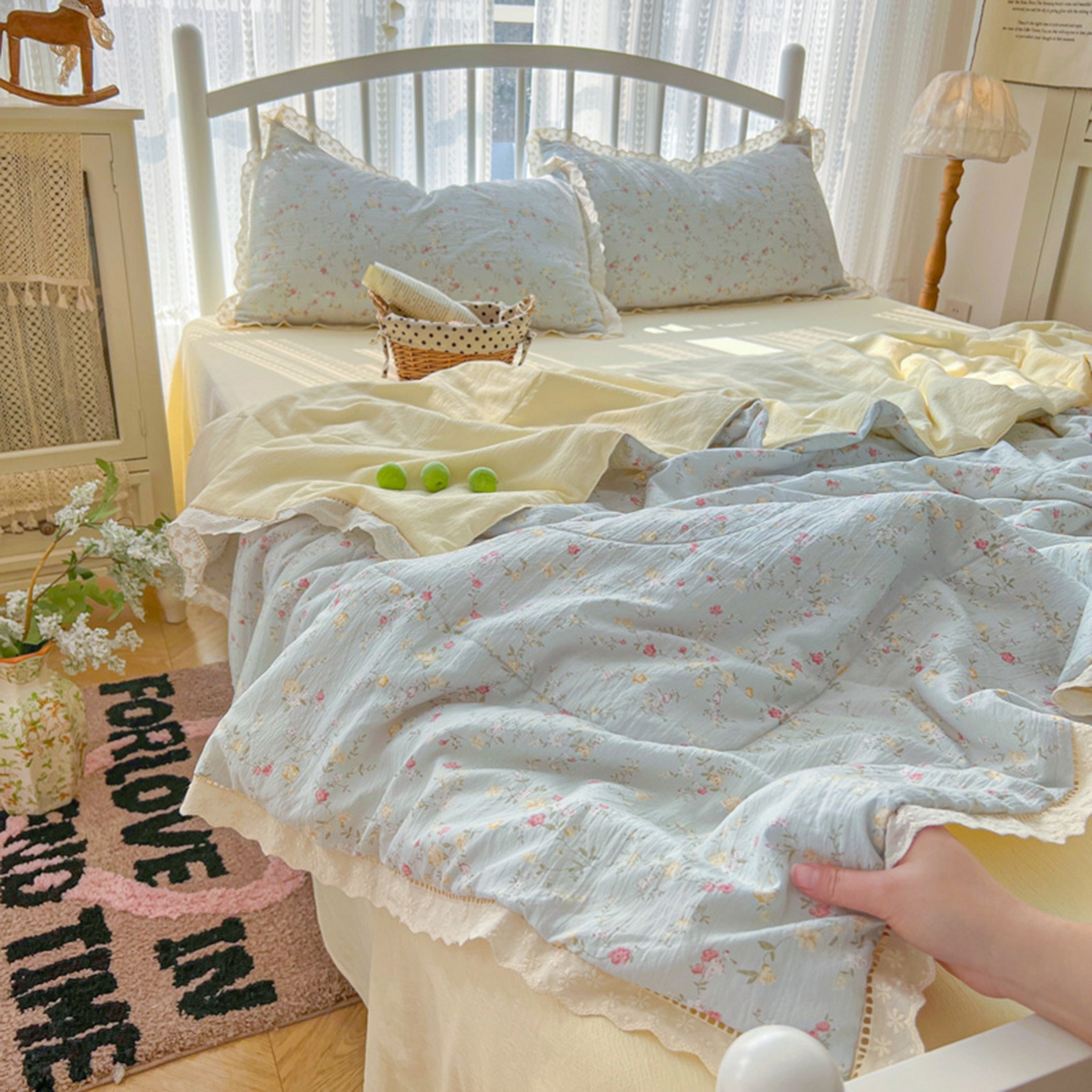 港岛妹妹 2026新款镂空花边夏被 夏被四件套 晴空微澜