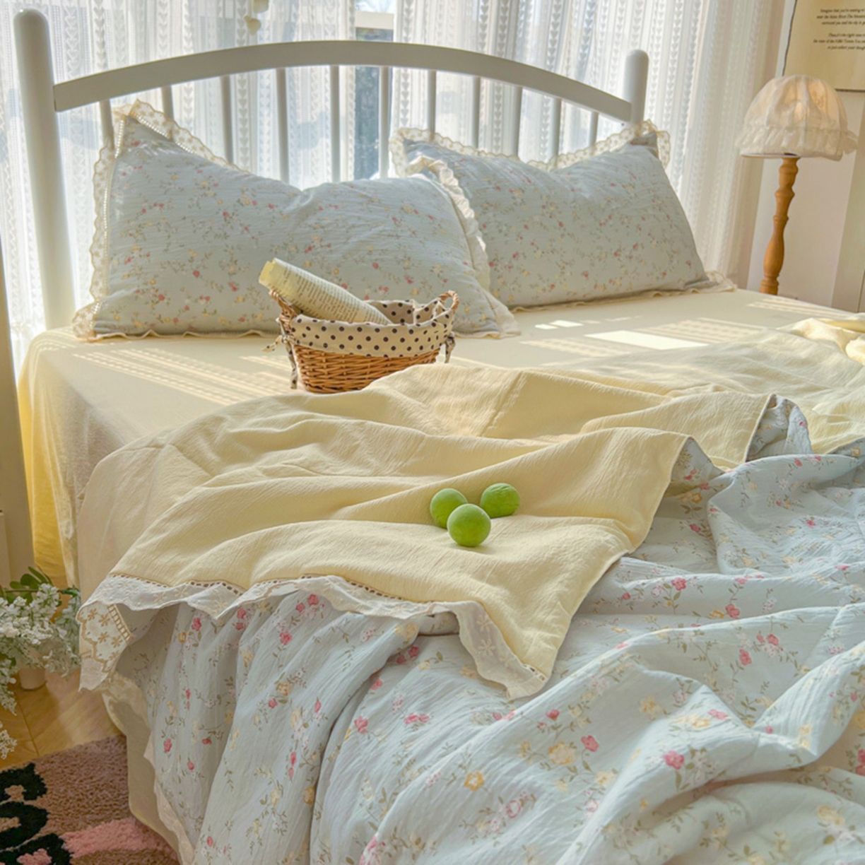 91家纺网 家纺一手货源 找家纺 港岛妹妹 2026新款镂空花边夏被 夏被四件套 晴空微澜