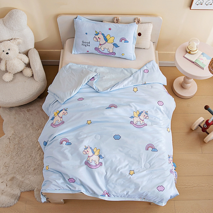 91家纺网 家纺一手货源 找家纺 御棉坊2026新款A类锦氨数码印花圆网蚕丝儿童夏凉被幼儿园午睡被宝宝夏季空调被薄被子 锦氨-彩虹小马