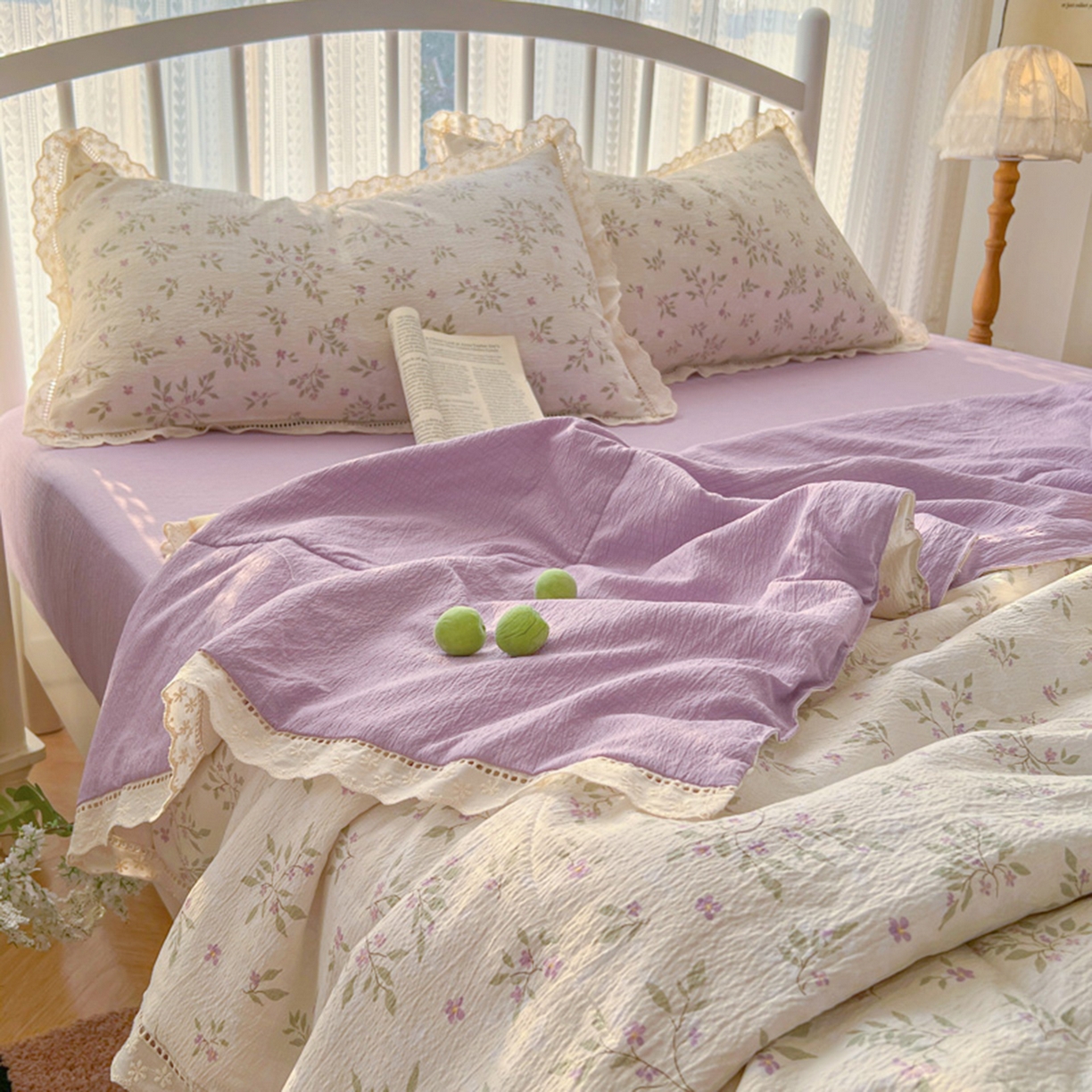 91家纺网 家纺一手货源 找家纺 港岛妹妹 2026新款镂空花边夏被 夏被四件套 散漫春色