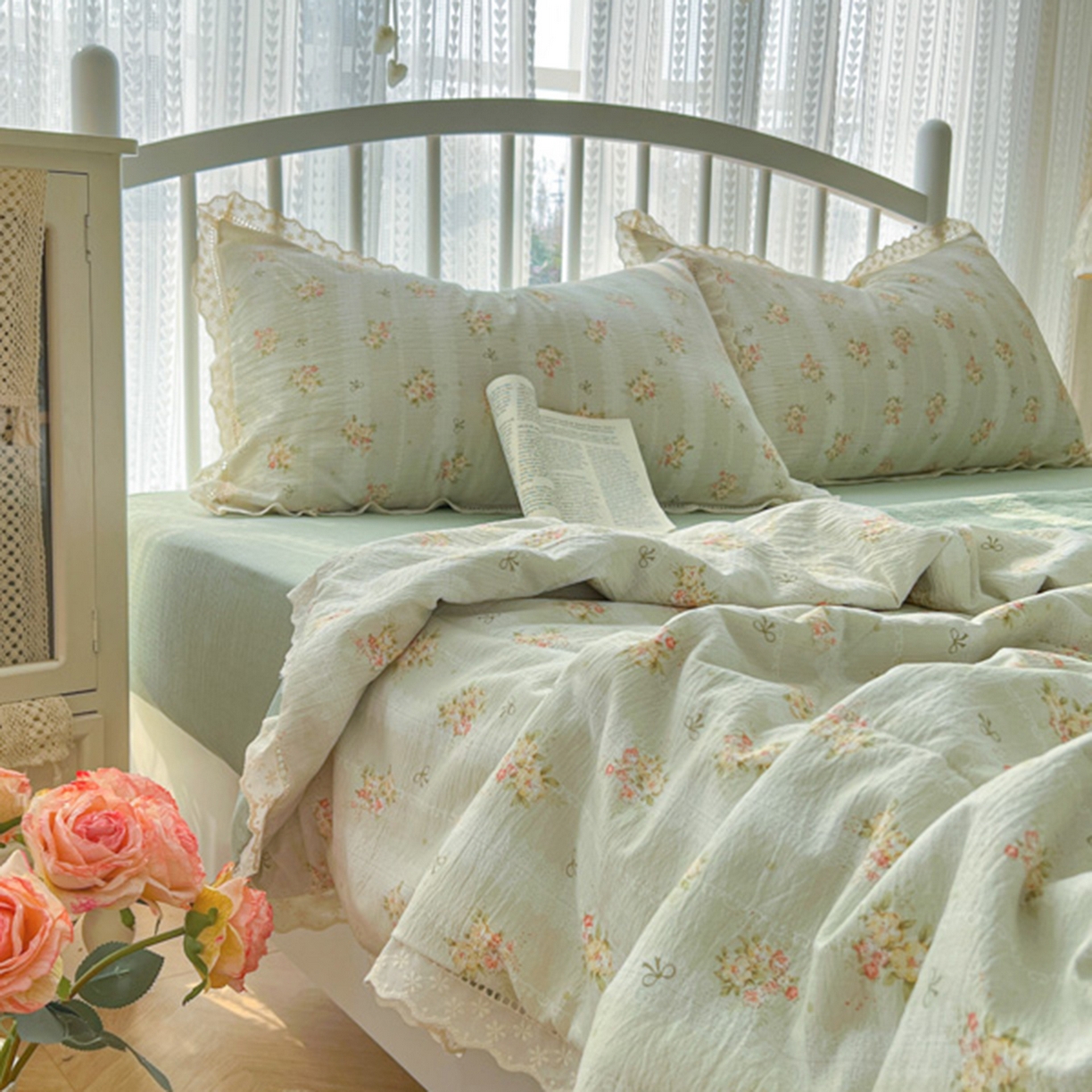 91家纺网 家纺一手货源 找家纺 港岛妹妹 2026新款镂空花边夏被 夏被四件套 夏木悠悠