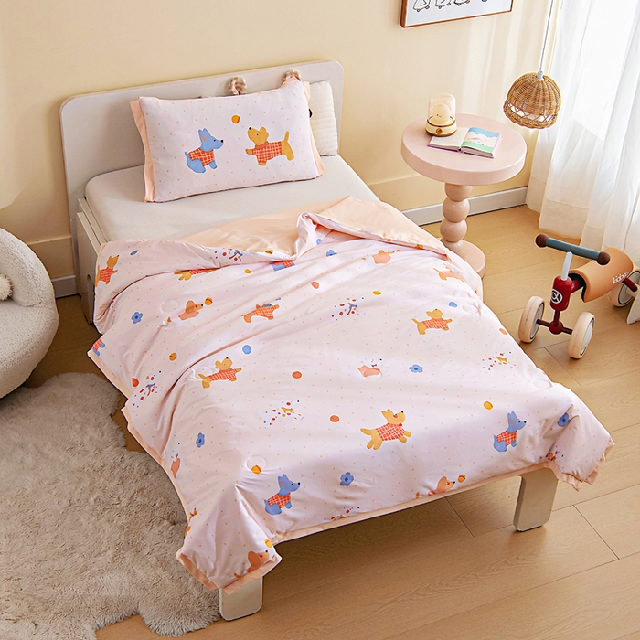 91家纺网 家纺一手货源 找家纺 御棉坊2026新款A类锦氨数码印花圆网蚕丝儿童夏凉被幼儿园午睡被宝宝夏季空调被薄被子 锦氨-狗乐园