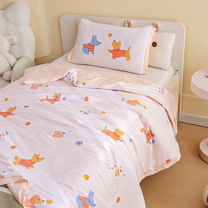 91家纺网 家纺一手货源 找家纺 御棉坊2026新款A类锦氨数码印花圆网蚕丝儿童夏凉被幼儿园午睡被宝宝夏季空调被薄被子 锦氨-狗乐园