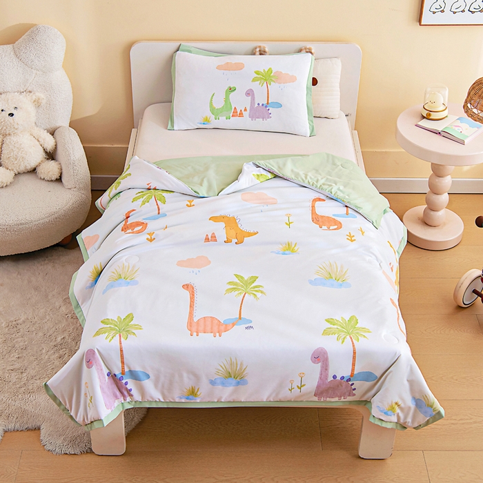 御棉坊2026新款A类锦氨数码印花圆网蚕丝儿童夏凉被幼儿园午睡被宝宝夏季空调被薄被子 锦氨-海岸村绿