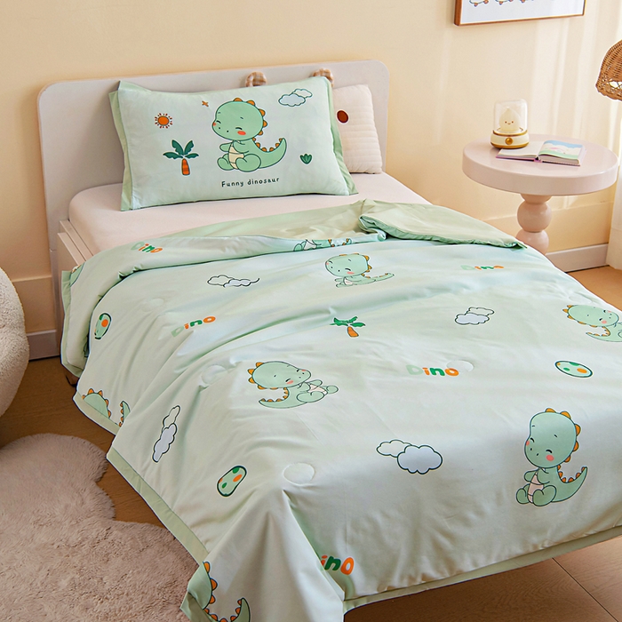 91家纺网 家纺一手货源 找家纺 御棉坊2026新款A类锦氨数码印花圆网蚕丝儿童夏凉被幼儿园午睡被宝宝夏季空调被薄被子 锦氨-恐龙宝贝