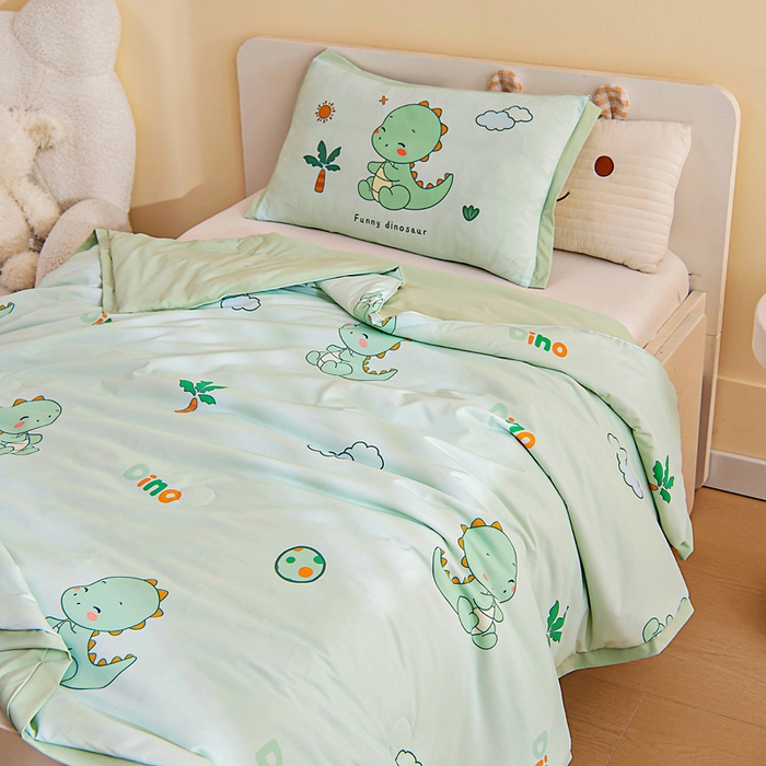 91家纺网 家纺一手货源 找家纺 御棉坊2026新款A类锦氨数码印花圆网蚕丝儿童夏凉被幼儿园午睡被宝宝夏季空调被薄被子 锦氨-恐龙宝贝