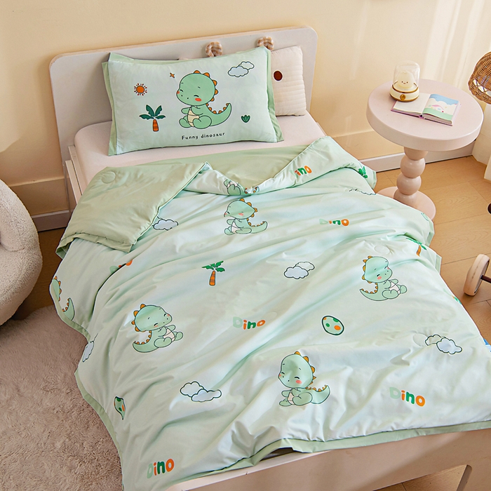 91家纺网 家纺一手货源 找家纺 御棉坊2026新款A类锦氨数码印花圆网蚕丝儿童夏凉被幼儿园午睡被宝宝夏季空调被薄被子 锦氨-恐龙宝贝