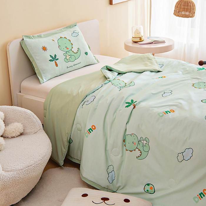 91家纺网 家纺一手货源 找家纺 御棉坊2026新款A类锦氨数码印花圆网蚕丝儿童夏凉被幼儿园午睡被宝宝夏季空调被薄被子 锦氨-恐龙宝贝