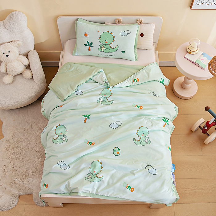 91家纺网 家纺一手货源 找家纺 御棉坊2026新款A类锦氨数码印花圆网蚕丝儿童夏凉被幼儿园午睡被宝宝夏季空调被薄被子 锦氨-恐龙宝贝