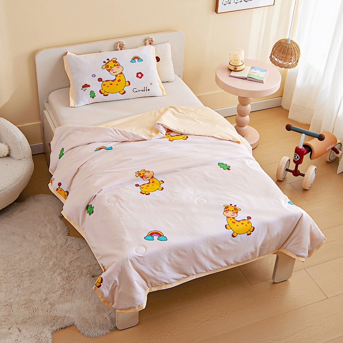 91家纺网 家纺一手货源 找家纺 御棉坊2026新款A类锦氨数码印花圆网蚕丝儿童夏凉被幼儿园午睡被宝宝夏季空调被薄被子 锦氨-小鹿宝宝