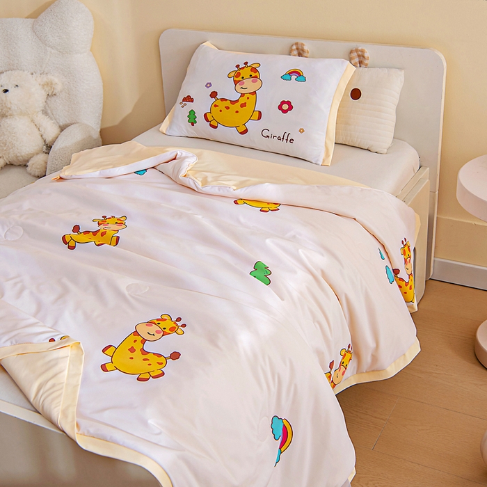 91家纺网 家纺一手货源 找家纺 御棉坊2026新款A类锦氨数码印花圆网蚕丝儿童夏凉被幼儿园午睡被宝宝夏季空调被薄被子 锦氨-小鹿宝宝