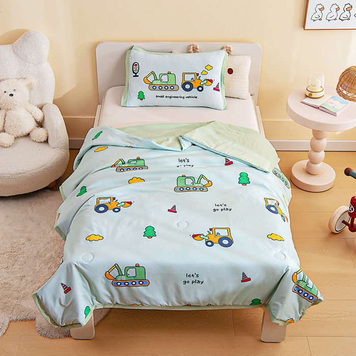 御棉坊2026新款A类锦氨数码印花圆网蚕丝儿童夏凉被幼儿园午睡被宝宝夏季空调被薄被子 锦氨-森林工程队