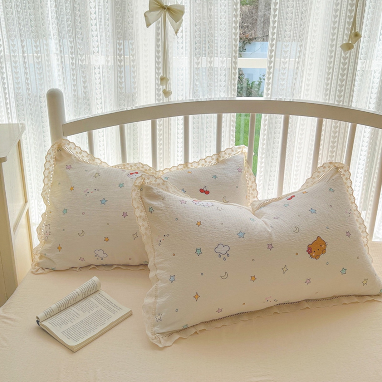 91家纺网 家纺一手货源 找家纺 港岛妹妹 2026新款镂空花边夏被 夏被四件套 星星kt