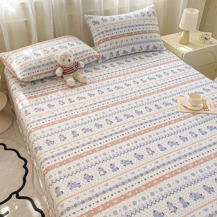 91家纺网 家纺一手货源 找家纺 （总）几禾 2026新款高克重泡芙纱~印花款床单单件（单床单）-110g