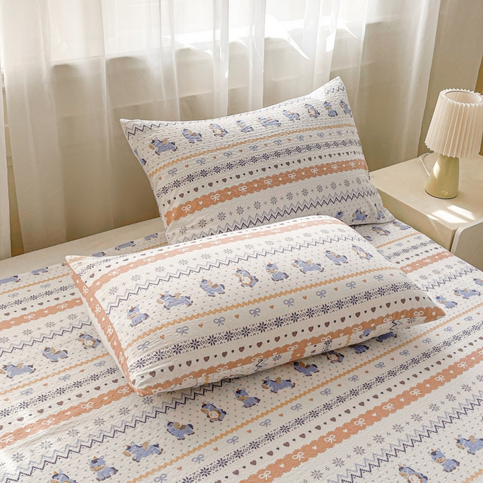 91家纺网 家纺一手货源 找家纺 （总）几禾 2026新款高克重泡芙纱~印花款床单单件（单床单）-110g