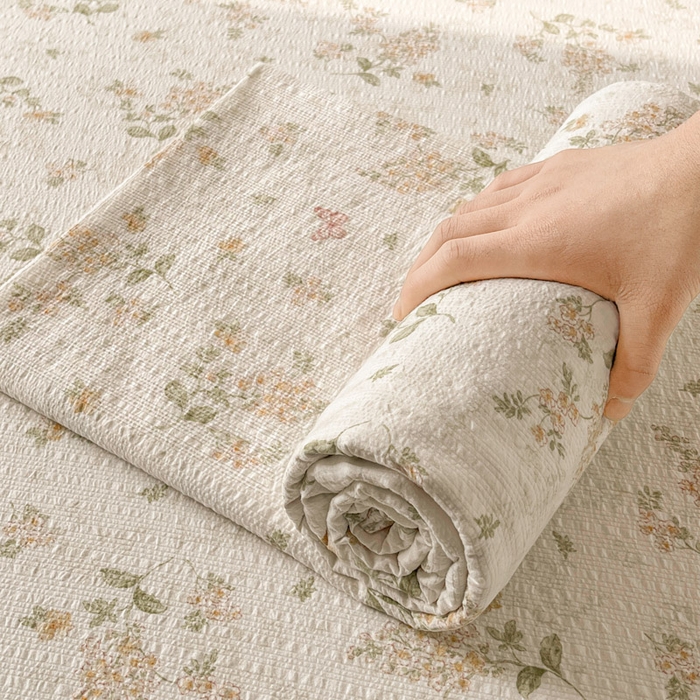 91家纺网 家纺一手货源 找家纺 （总）几禾 2026新款高克重泡芙纱~印花款床单单件（单床单）-110g