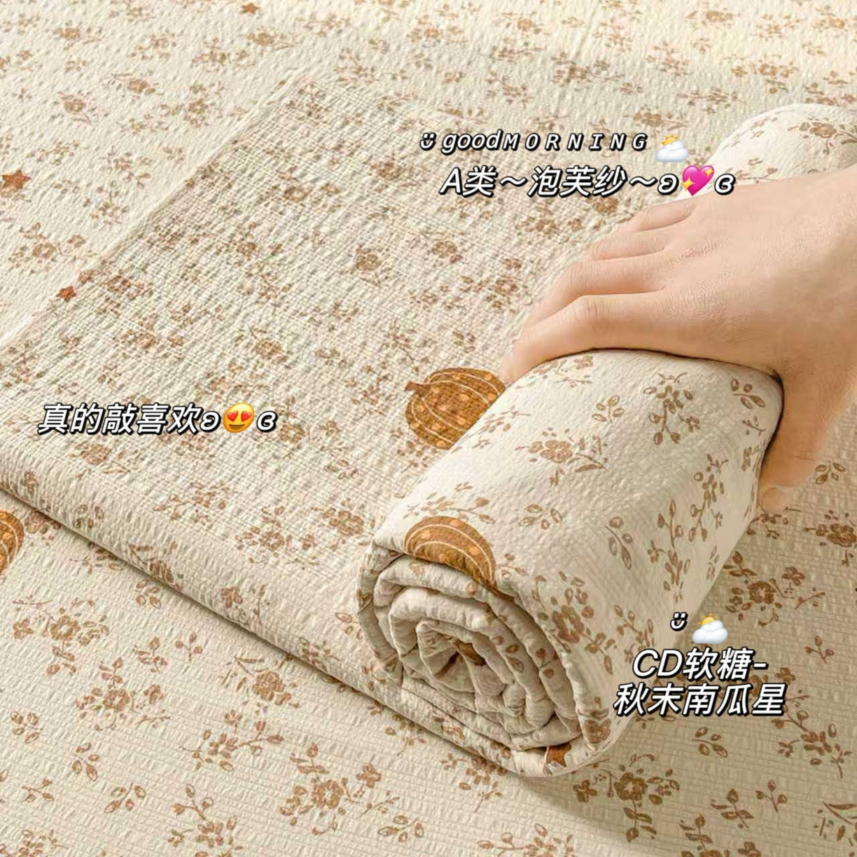 91家纺网 家纺一手货源 找家纺 （总）几禾 2026新款高克重泡芙纱~印花款床单单件（单床单）-110g