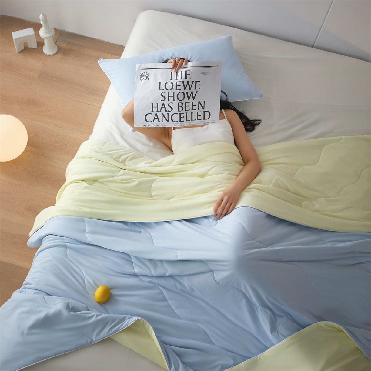 91家纺网 家纺一手货源 找家纺 2026头等舱 新款锦氨（165克）Pro5.0版凉感A类21莱赛尔大豆夏被配包装 蓝米