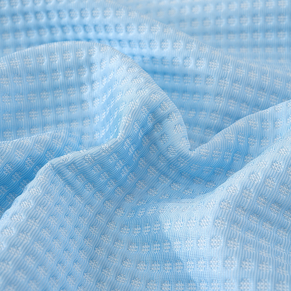 91家纺网 家纺一手货源 找家纺 2026新款床裙款3D华夫格豆豆凉席三件套千鸟阁凉豆豆冰爽夏凉席子三件套 天蓝