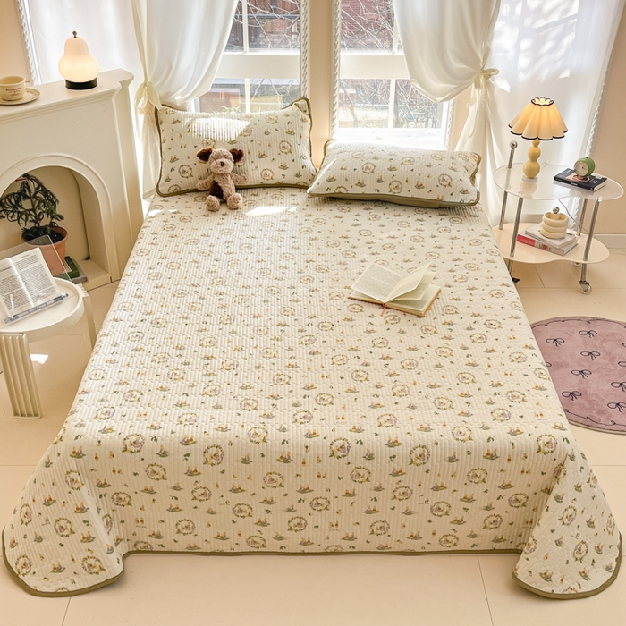 91家纺网 家纺一手货源 找家纺 几禾 2026新款云感双层纱7A抗菌夏被四件套系列-栀夏系列 栀夏-庄园兔