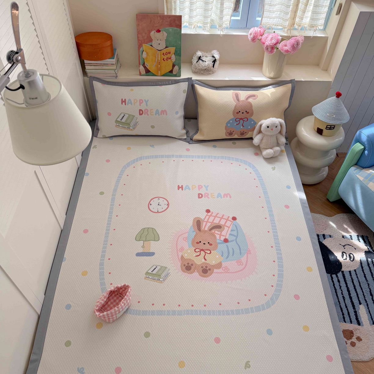 Sweet dreams甜梦 2026新款数码印花大板凉感豆豆席 美梦兔兔