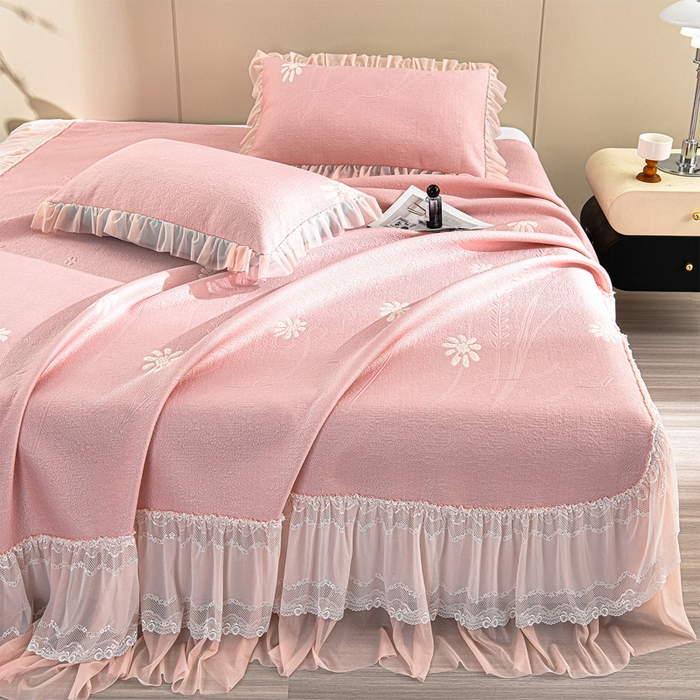 91家纺网 家纺一手货源 找家纺 （总）席匠 2026新款凉感冰豆豆床裙款凉席席子凉席-美人纱