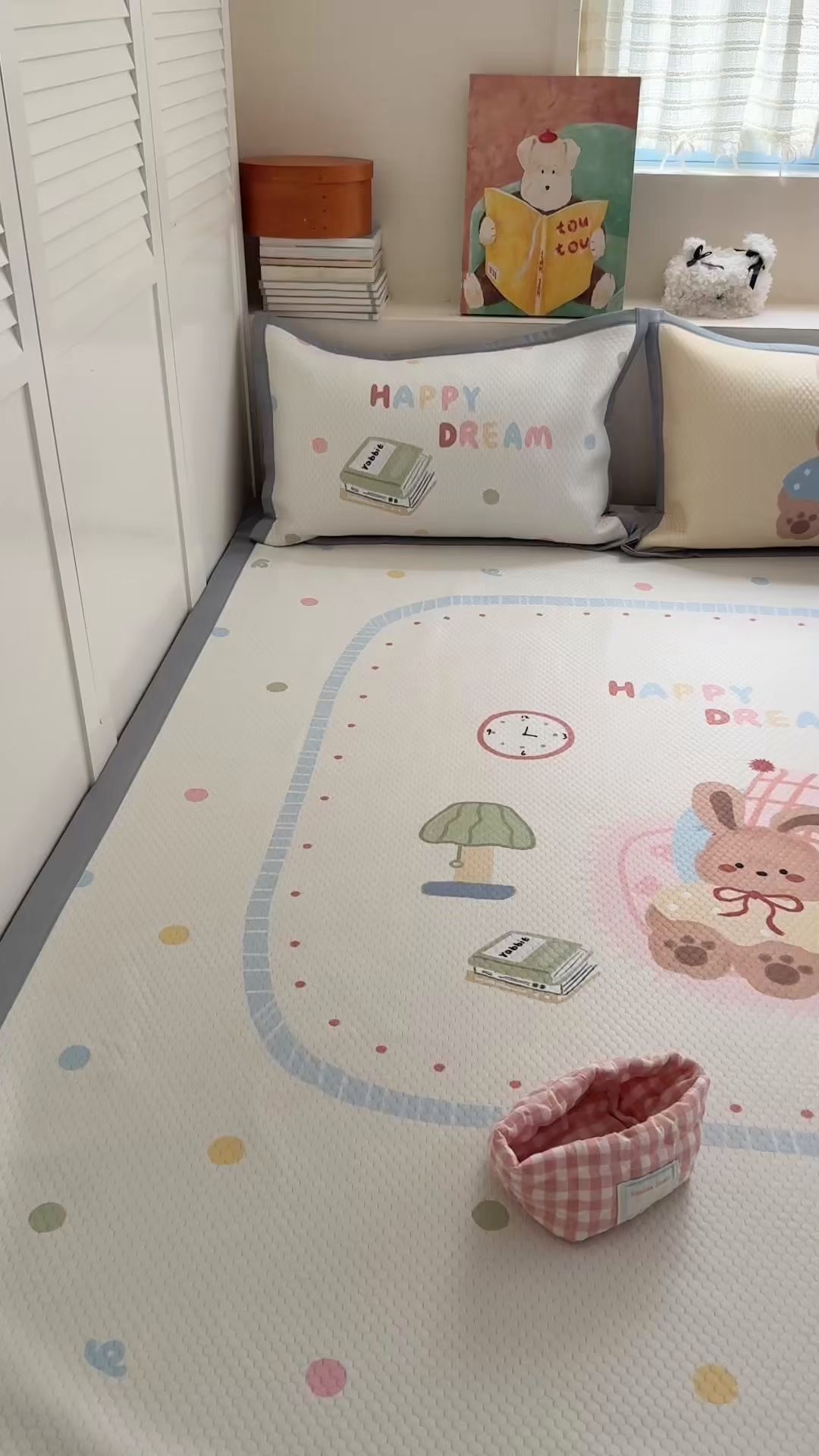 91家纺网 家纺一手货源 找家纺 Sweet dreams甜梦 2026新款数码印花大板凉感豆豆席 美梦兔兔