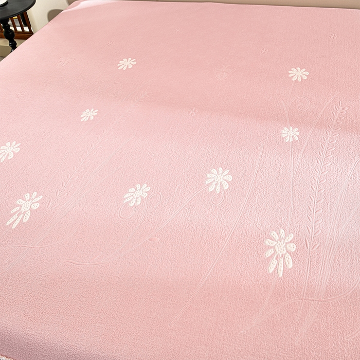 91家纺网 家纺一手货源 找家纺 席匠 2026新款凉感冰豆豆床裙款凉席席子凉席-美人纱 漫花-粉